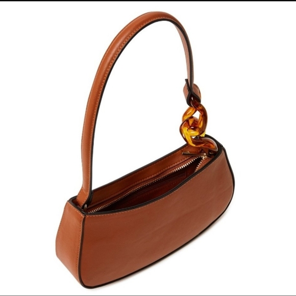 No Boundaries Women's Top Zip Shoulder Bag, Cognac - Picture 3 of 5